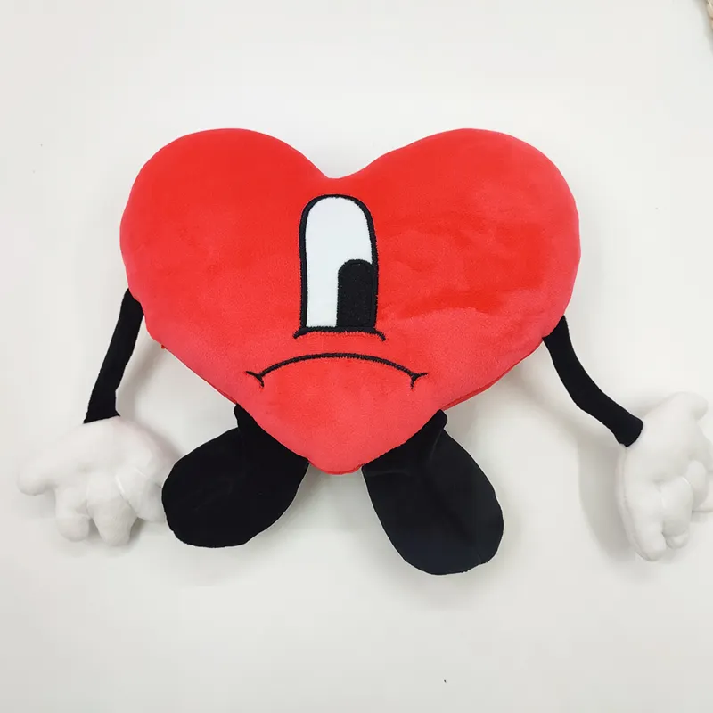 New Design Bad Bunny Peripheral Products Red Heart Custom Plush Pillow Stuffed Toy