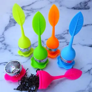 F69 Food Grade Silicone Tea Infuser With Tray Stainless Steel Leaf Metal Strainer Tea Ball Filter