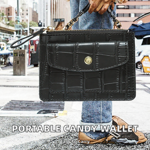 Monedero de PU con Cierre de Cremallera y Bloqueo RFID, Personalizable, con Diseño de Flor de Diamantes, para Mujer, Color Caramelo, con Logotipo Personalizado, Portátil - Product Image 2