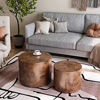 Table basse gigogne élégante sur mesure 2026 en placage de bois, lignes épurées pour salon, chambre à coucher, mobilier moderne pour la maison