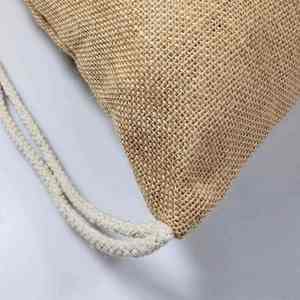 Sacs à dos en jute avec cordon de serrage en coton doux, sacs à cordon en toile de jute pour la plage, les sports et la randonnée - Product Image 2
