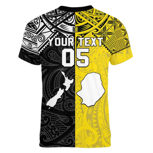 Alibaba-China-Venta al por mayor personalizada Nueva Zelanda Maori Niue Hiapo Mujeres con cuello en V Camiseta Estilo casual con lagarto <span class=keywords><strong>Coco</strong></span> <span class=keywords><strong>Cangrejo</strong></span> Diseño - Product Image 2