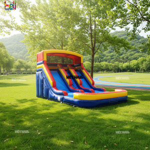 Toboggan gonflable commercial en PVC double voie de haute qualité avec impression de logo et <span class=keywords><strong>piscine</strong></span> intégrée pour la <span class=keywords><strong>location</strong></span> – Prix de gros Chine - Product Image 1