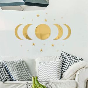 20 Piezas de Adhesivos Decorativos de Pared con Espejo Acrílico en Forma de Luna, Estrella y Sol, Espejos Autoadhesivos Creativos - Product Image 4