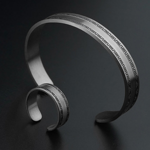 Jewelry Set Vintage Thai Silver Open Cuff Bracelet for <b>Men</b> Retro Oxidized Fashion Jewelry Solid Geometric Carved <b>Bangle</b> Ring - Product Image 1