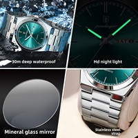 Montre pour homme élégante, ultra-fine, avec design en pierres précieuses, POEDAGAR 930, nouvelle mode, montre à quartz lumineuse
