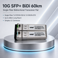 Module transceiver optique 10G SFP+ BiDi IP avec 60 km SMF pour le déploiement de réseaux WAN, de transport métropolitain, de DCI régional et d'accès aux opérateurs