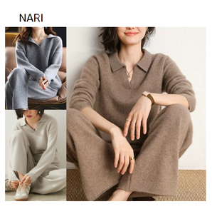 Conjuntos de Lujo Italianos ODM/OEM de Cachemir/Lana para el Hogar, Suéter de Cachemir Tejido y Pantalones de Dos Piezas para Mujer - Product Image 2