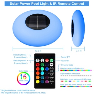 Lampe solaire LED étanche IP68 pour jardin, multicolores RGB, lampe de piscine avec télécommande, lumières flottantes sur l'eau - Product Image 2