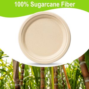 Custom 9 Inch Biodegradable Round Natural Plate Zero Waste Disposable Bagasse Dinner Plate Sugarcane Tableware - Product Image 3
