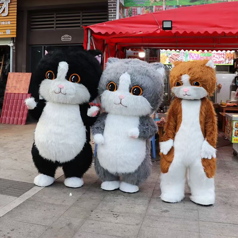 Gato inflable atmosférico negro de 2 metros.