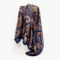 Écharpe carrée en satin Bestella Fashion 90 cm, grand motif vintage, style européen et américain, châle classique à motif cachemire, châles traditionnels