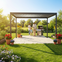 Pergola bioclimatique en acier à lames orientables manuelles 3x4M, entièrement en fer, imperméable, mobilier d'extérieur moderne, gazebo, patio