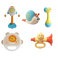 5pcs Musical Instrument Toy Set Early Education Baby Sensory Puzzle Game Cute Cartoon Music Rattle & Trumpet & Tambourine