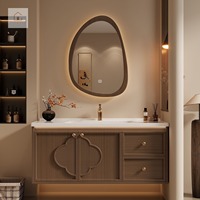 XINGRUO Meuble-lavabo moderne haut de gamme sur mesure avec miroir LED, solution de conception écologique pour salle de bain de villa et appartement de luxe