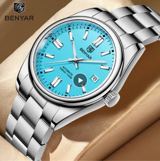Benyar 5185 Stainless Steel Band Automatic Premium Luxury Hollow Men's Wristwatch  Movement Mechanical Watches