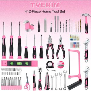Juego de Herramientas TVERIM de 412 Piezas, con Enchufe de 1/4 Pulgada, de Acero Rosa con Revestimiento de Goma, Kit de Reparación para Hogar y Auto, con Caja de Almacenamiento y Cajones - Product Image 2