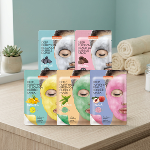 PUREDERM Mascarilla Burbujeante Negra Purificante Profunda con Carbón, Volcánica, Cúrcuma, Té Verde, Durazno Hecha en Corea - Product Image 2