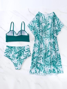 STOCK Maillot de bain Push up à armatures 5 couleurs Maillot de bain taille haute Bikini 3 pièces Kimono de plage - Product Image 6