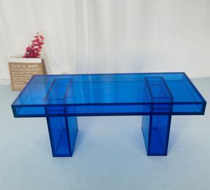 Chaise d'Exposition à Chaussures en Acrylique Bleu Tendance, Transparente et de Luxe, Vente en Gros - Product Image 1