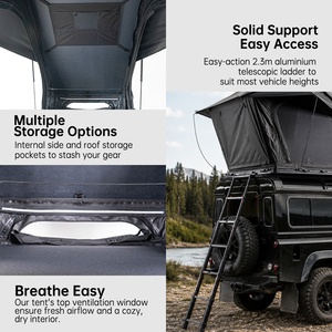 Outdoor <strong>Wild</strong> <strong>Land</strong> Camping Aluminum X-Frame Roof Top Tent 4 Seasons Camper Suv Car Top Roof Tent Hard Shell X Hinge 3-4 Person - Product Image 5