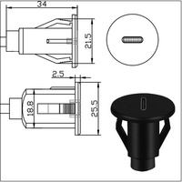 Câble d'extension USB 3.0 vers Type-C femelle en cuivre pur avec gaine PVC pour montage encastré sur panneau de voiture/camion, pour utilisation avec caméra, 1,5 m