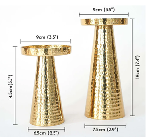Premium Quality Metal Hammered <b>Candle</b> <b>Holder</b> Pair Gold Finish Modern Accent Perfect for Dining Table Living Room Bedroom - Product Image 4