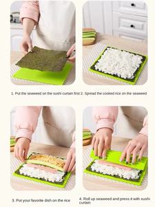 Tapis de sushi en silicone réutilisable pour la préparation manuelle des rouleaux, facile à nettoyer et résistant à la moisissure, kit portable pour la confection de sushis - Product Image 4