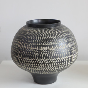 Antique Vintage Orange Ceramic <b>Vase</b> Simple Retro Design with Floral Pattern Colorful <b>Set</b> for Home Decor and Flower Arrangement - Product Image 2