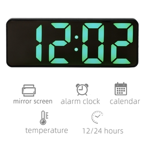 Reloj Despertador LED <span class=keywords><strong>de</strong></span> Alta Calidad con Espejo, Elegante Calendario para Dormitorio, Movimiento Electrónico, Función <span class=keywords><strong>de</strong></span> Repetición, Reloj Digital <span class=keywords><strong>de</strong></span> Escritorio - Product Image 2