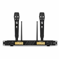 Système de Haut-Parleurs DJ Double Woofer 15 Pouces en Bois MDF avec Amplificateurs et Microphone Sans Fil UHF pour Équipement Sonore de Scène