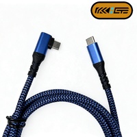 Cable USB-C a C de 90 Grados, Carcasa de Aleación de Aluminio Azul Antiarañazos, Cable Trenzado de Nailon Resistente, Carga Rápida PD de 100W, USB 3.1 para Computadora