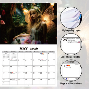 Vente en gros de calendrier mural de conte de fées magique de taille A3 calendrier mural Plan pour les vacances de plusieurs pays calendrier promotionnel - Product Image 3