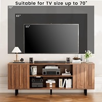 Meubles TV modernes du milieu du siècle, tables pour téléviseurs de 55 à 65 pouces, console multimédia en bois avec portes cannelées pour salon