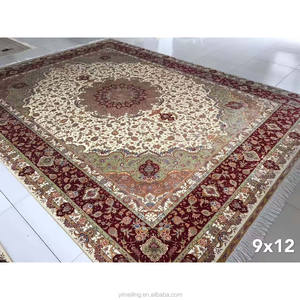 Tapis d'Orient en soie persane 100% fait main <span class=keywords><strong>de</strong></span> grande taille 9x12 à vendre, couleur rouge avec 400L <span class=keywords><strong>de</strong></span> nœuds doubles pour salon - Product Image 1