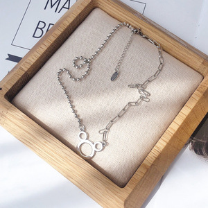 Collier asymétrique Mickey Mouse ajouré en argent sterling S925, style vintage vieilli, cadeau tendance - Product Image 5