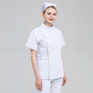Combinaison de gommage multicolore Uniforme d'infirmière Bouton d'ouverture latérale Pantalon à manches courtes Hôpital Front <span class=keywords><strong>Stage</strong></span> WorkWear Clothes Suit - Product Image 4