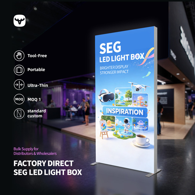 LED Light Box Backlit Display for Exhibition Booth, Free Standing Design with Dye-Sublimation SEG Fabric