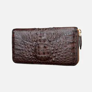 Cartera De Cuero Para Hombre otantik orijinal timsah derisi gerçek Croc deri erkek el çantası el fermuar cüzdan erkekler için