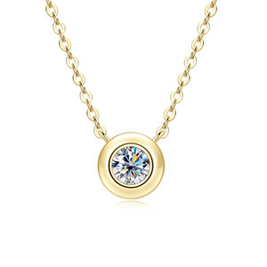 VVS1 <b>D</b> Color GRA Certified 0.5ct Moissanite <b>Necklace</b> Bezel Set Bubble Copper 14K Gold Filled daily wear jewellery for Women - Product Image 6