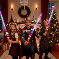 Épée lumineuse LED de Père Noël pour les défilés de Noël et les cadeaux de fêtes, baguette lumineuse pour événements nocturnes avec 6 modes de clignotement