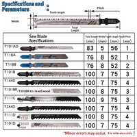 SUBORUI Lot de 10 lames de scie sauteuse à tige en T T118A T118B T101AO T101D T101B T101BR T144D T244D T111C T111D pour la découpe du bois et du métal
