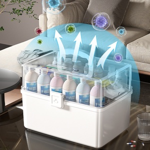 קישוט הבית קיבולת גדולה pp פלסטיק בר קיימא מבריק המשפחה רפואה תיבת שכבת גלולת אחסון לשימוש משפחתי yn01 - Product Image 3