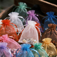 Sac cadeau en organza pour mariage, sac à cordon de couleur personnalisé, petits sachets pour mariage, baby shower et décoration florale