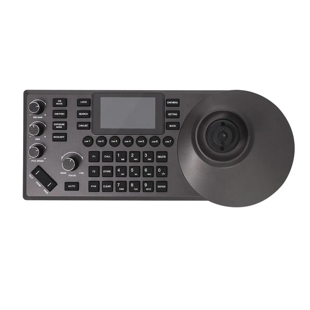 Teclado multifuncional PTZ Camera Controle Remoto com joystick 4D para videoconferência e transmissão de eventos ao vivo