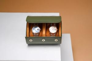 กล่องใส่นาฬิกาสำหรับเดินทางแบบม้วนหนัง PU คุณภาพสูงหรูหราสไตล์เรียบง่ายกล่องใส่นาฬิกาแบบมีช่องเสียบ1 2 3 4ช่องกล่องของขวัญ - Product Image 3