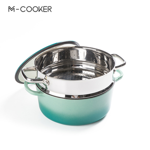 M-cooker <span class=keywords><strong>Cocotte</strong></span> en fonte émaillée à fond plat avec cuiseur vapeur en <span class=keywords><strong>acier</strong></span> inoxydable pour soupes, ragoûts et plats mijotés - Product Image 4