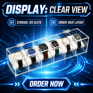 Espositore per Orologi in Acrilico Trasparente Ecologico a 6 Scomparti, Personalizzabile <span class=keywords><strong>con</strong></span> <span class=keywords><strong>Coperchio</strong></span> Trasparente per Negozi ed Esposizioni - Product Image 5