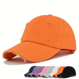 High Quality 100% Cotton Vintage Baseball Cap Custom logo Mens Distressed Ripped Baseball <b>Hats</b> - Product Image 2
