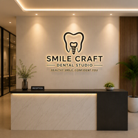 Enseigne lumineuse personnalisée en métal, lettres en acier inoxydable brossé doré avec LED pour clinique dentaire, salon de beauté, entreprise, mur extérieur